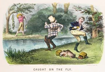 Gefangen im Flug, veröffentlicht von Currier und Ives, New York, 1879